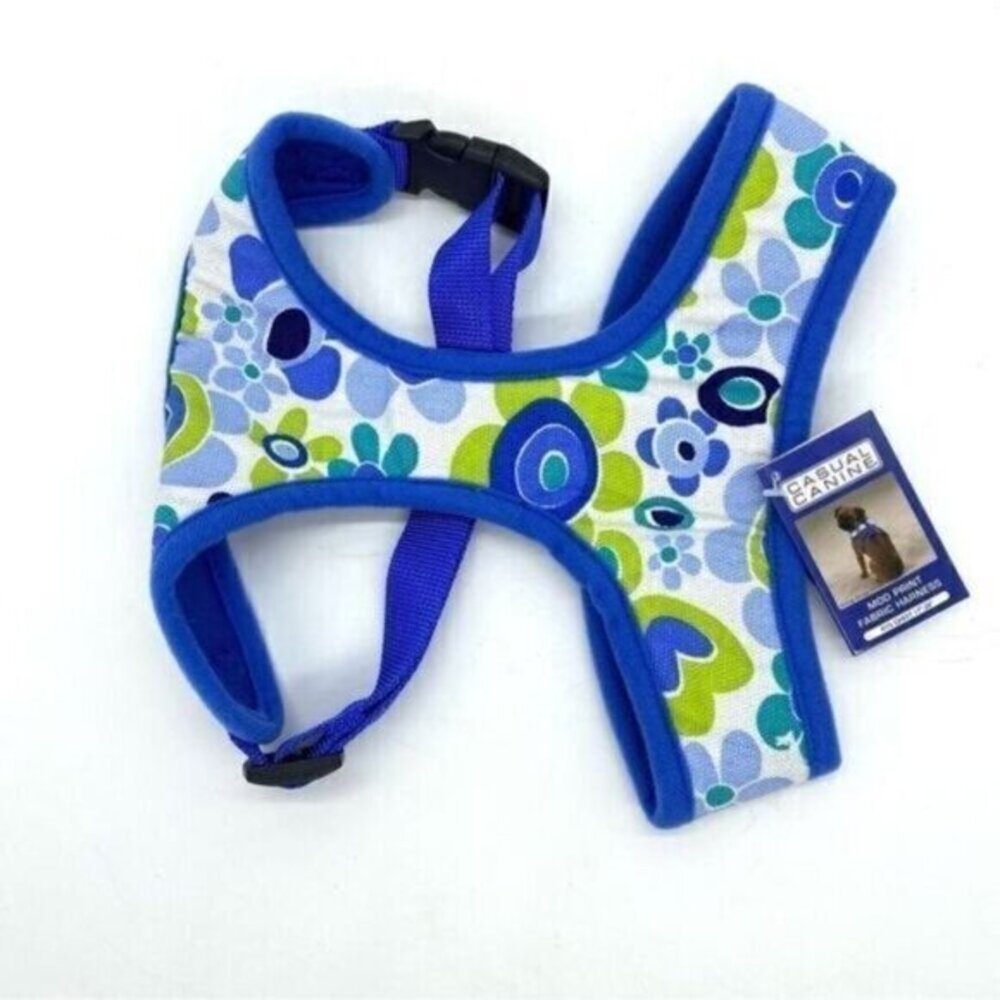 Dog Harness Casual Canine Blue Floral Mod Print Size Large New